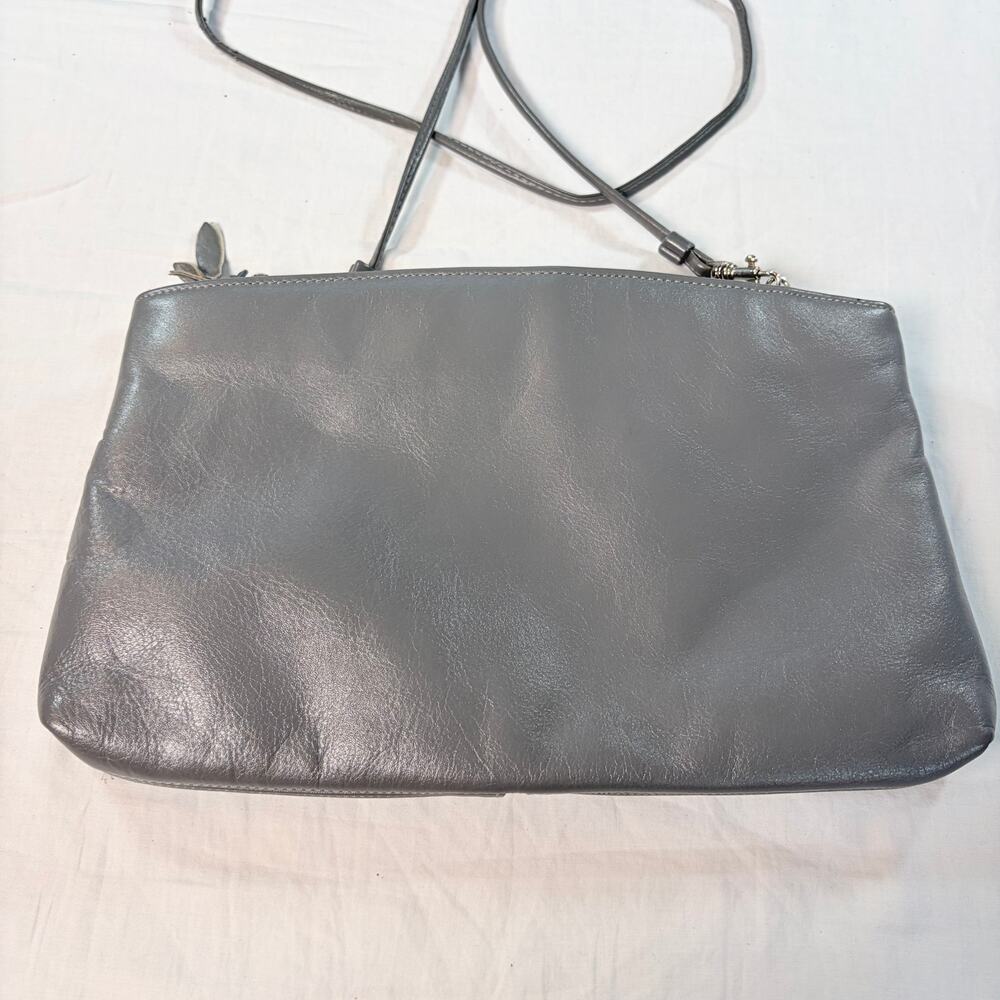 VTG Etienne Aigner gray leather crossbody shoulder bag. 2 pockets. handbag purse - Picture 4 of 9